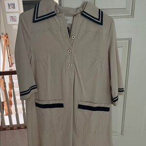 Tuckernuck Beige Sailor Collar Dress with Navy Trim (new with tags)